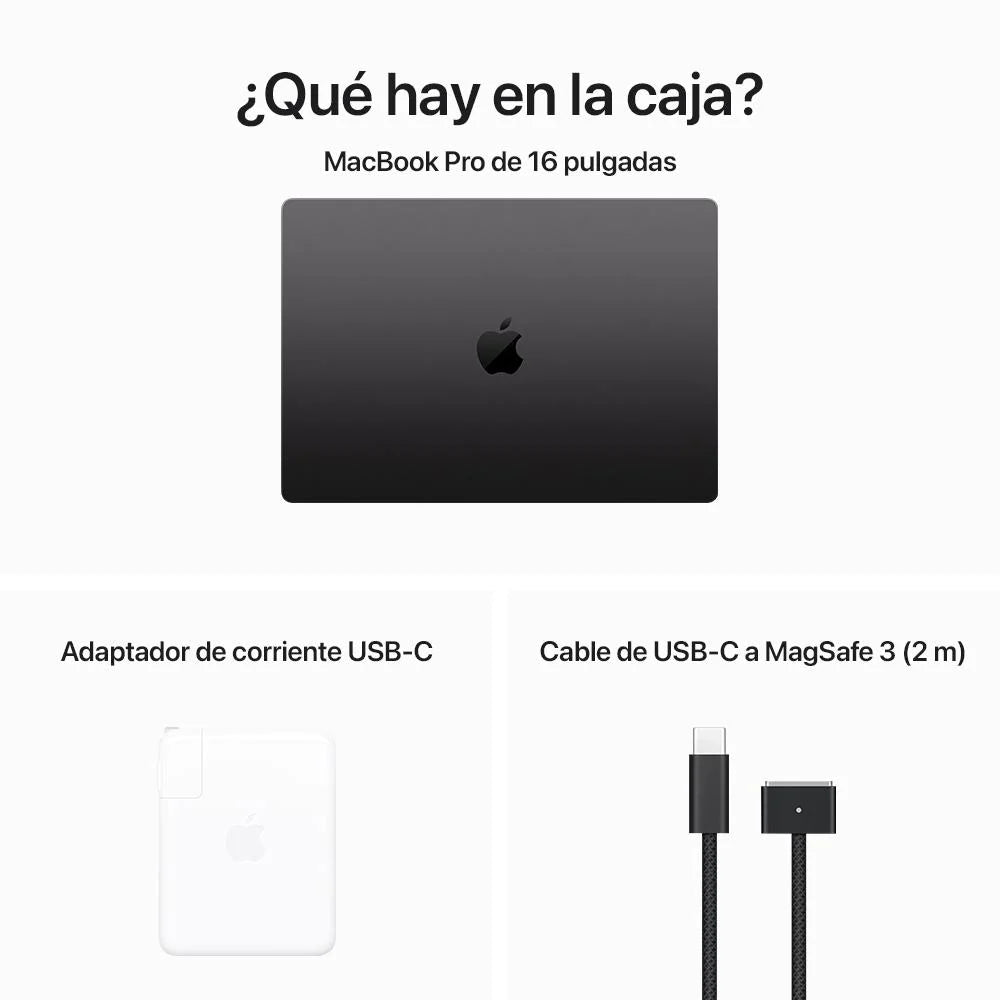 MacBook Pro de 16 pulgadas Chip M3 Pro de Apple con CPU de 12 núcleos y GPU de 18 núcleos 36GB Negro espacial 512 GB