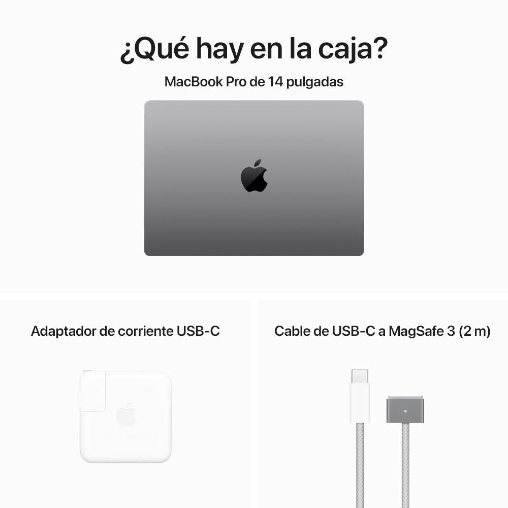 MacBook Pro de 14 pulgadas Chip M3 de Apple con CPU de 8 núcleos y GPU de 10 núcleos 8GB Gris espacial 512 GB