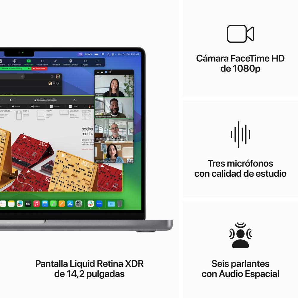 MacBook Pro de 14 pulgadas Chip M3 de Apple con CPU de 8 núcleos y GPU de 10 núcleos 8GB Gris espacial 512 GB