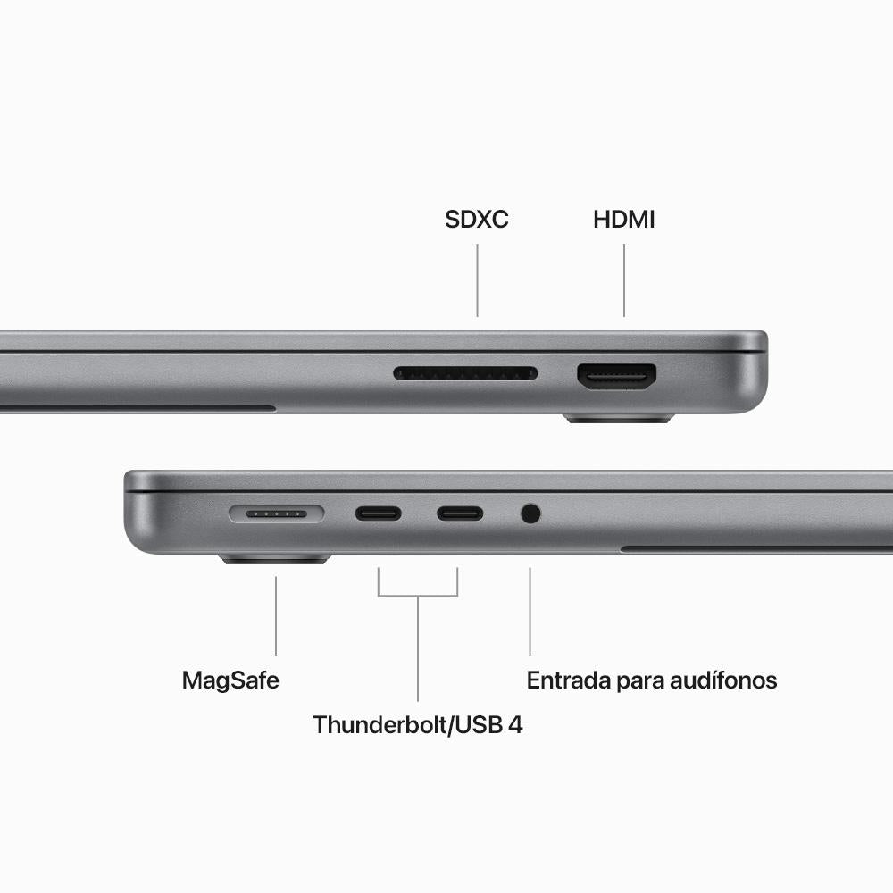 MacBook Pro de 14 pulgadas Chip M3 de Apple con CPU de 8 núcleos y GPU de 10 núcleos 8GB Gris espacial 512 GB