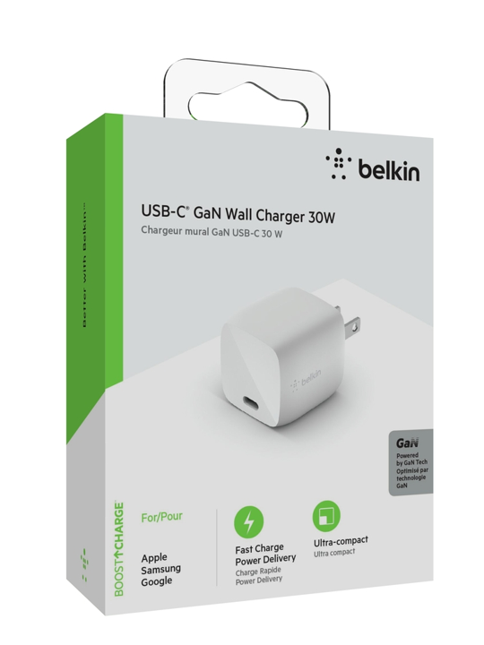BK WALL BOOST CHARGE USB-C 30W GAN-WT