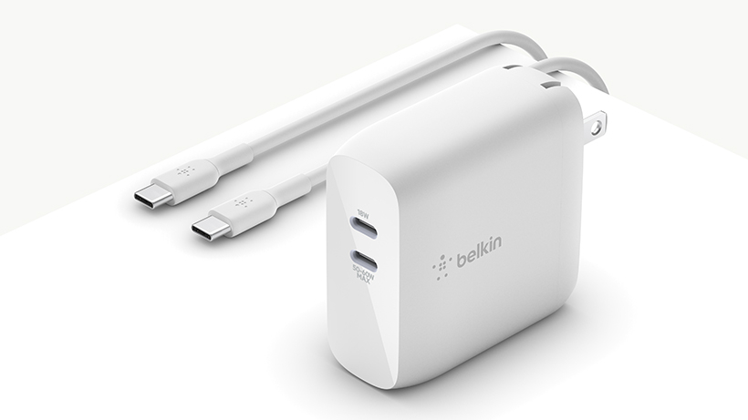 Cargador de Pared Dual USB-C PD GAN 68W - Blanco