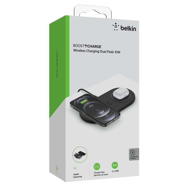 Base de Carga Inalámbrica Belkin dual Qi 10w Negro
