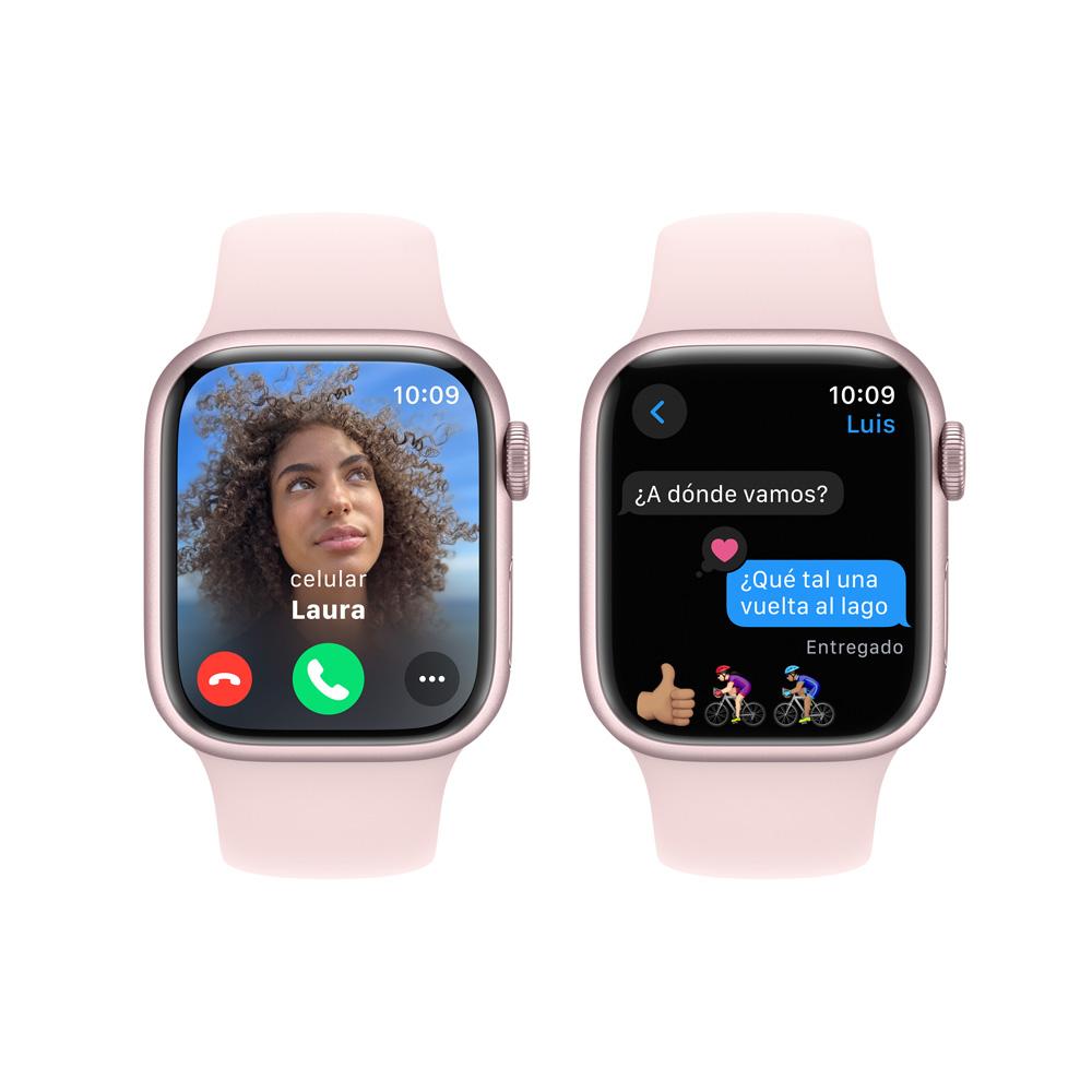 Apple Watch Series 9 GPS • Caja de aluminio rosada de 41 mm • Correa deportiva rosado claro - S/M
