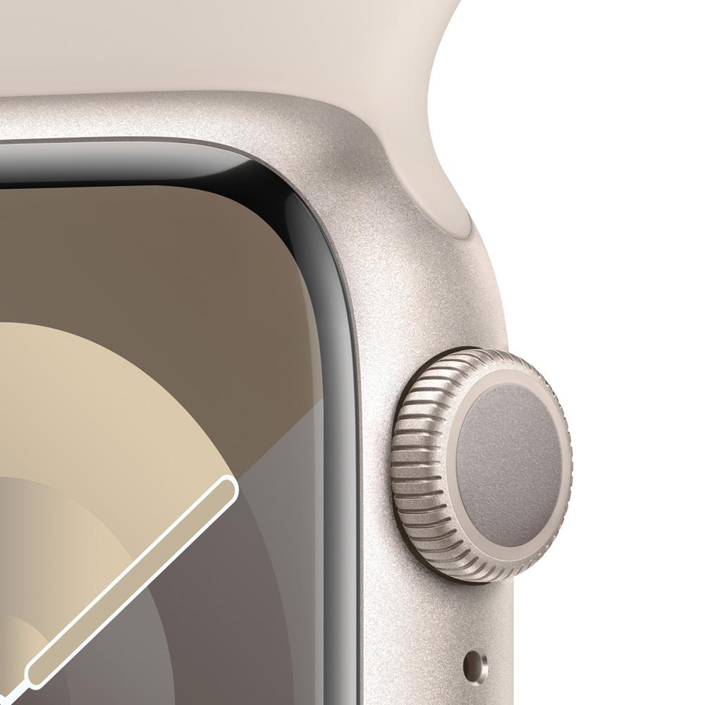Apple Watch Series 9 GPS • Caja de aluminio blanco estelar de 41 mm • Correa deportiva blanco estelar - S/M