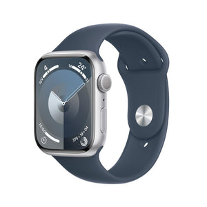 Apple Watch Series 9 GPS • Caja de aluminio color plata de 45 mm • Correa deportiva azul tormenta - M/L