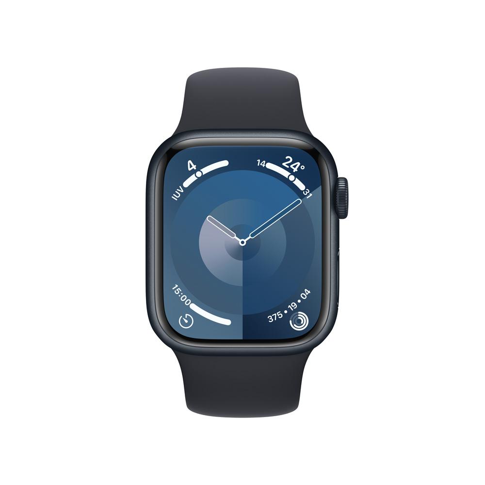 Apple Watch Series 9 GPS + Cellular • Caja de aluminio color medianoche de 41 mm • Correa deportiva color medianoche - S/M