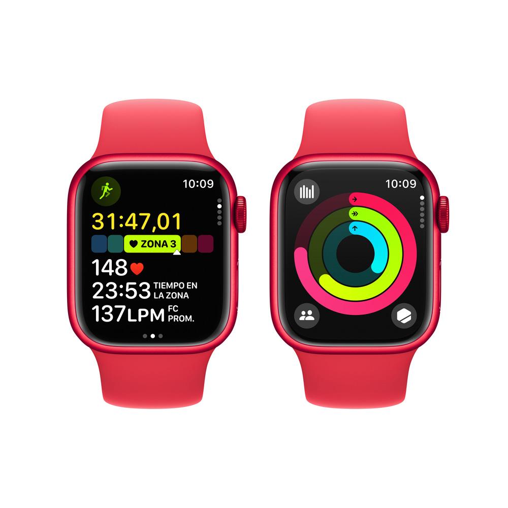 Apple Watch Series 9 GPS + Cellular • Caja de aluminio (PRODUCT)RED de 41 mm • Correa deportiva (PRODUCT)RED - S/M