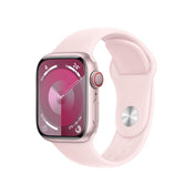 Apple Watch Series 9 GPS + Cellular • Caja de aluminio rosada de 41 mm • Correa deportiva rosado claro - S/M