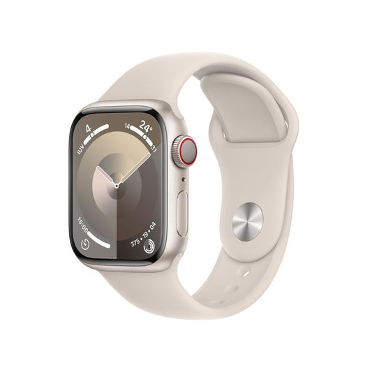 Apple Watch Series 9 GPS + Cellular • Caja de aluminio blanco estelar de 41 mm • Correa deportiva blanco estelar - S/M