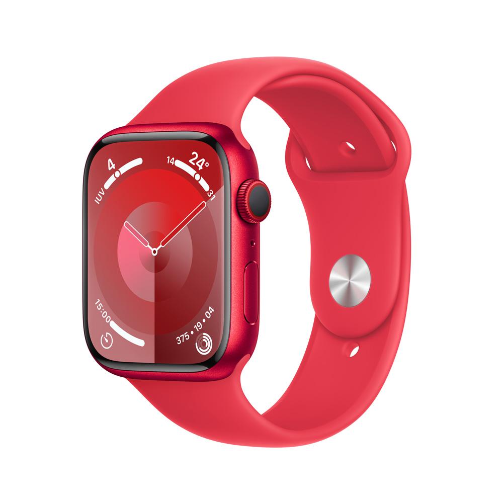 Apple Watch Series 9 GPS + Cellular • Caja de aluminio (PRODUCT)RED de 45 mm • Correa deportiva (PRODUCT)RED - M/L