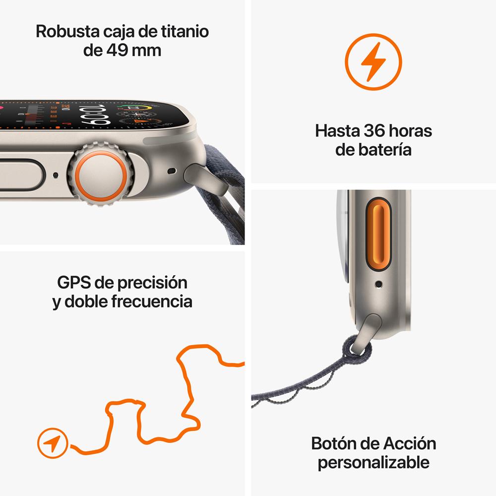 Apple Watch Ultra 2 GPS + Cellular • Caja de titanio de 49 mm • Correa Trail naranja/beige - M/L