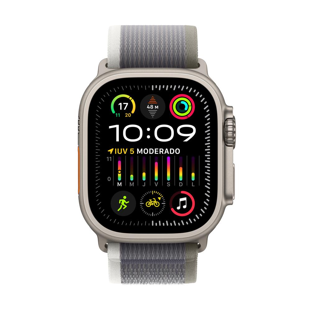 Apple Watch Ultra 2 GPS + Cellular • Caja de titanio de 49 mm • Correa Trail verde/gris - M/L
