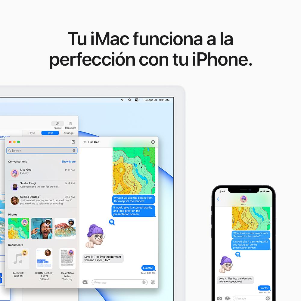 iMac con pantalla Retina 4,5K de 24 pulgadas: Chip M1 de Apple con CPU de ocho núcleos y GPU de ocho núcleos, 256 GB SSD - Plata