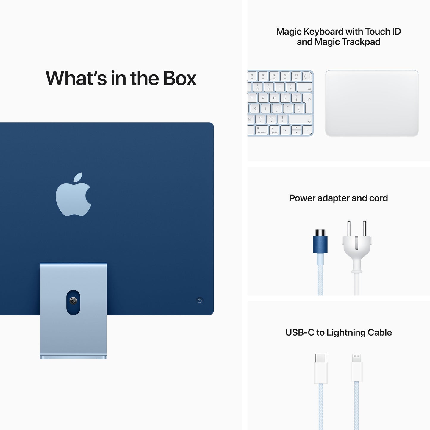 iMac con pantalla Retina 4,5K de 24 pulgadas: Chip M1 de Apple con CPU de ocho núcleos y GPU de ocho núcleos, 256 GB SSD - Azul