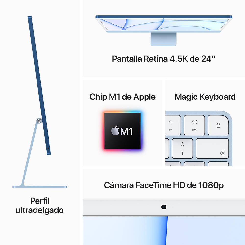 iMac con pantalla Retina 4,5K de 24 pulgadas: Chip M1 de Apple con CPU de ocho núcleos y GPU de siete núcleos, 256 GB SSD - Rosa