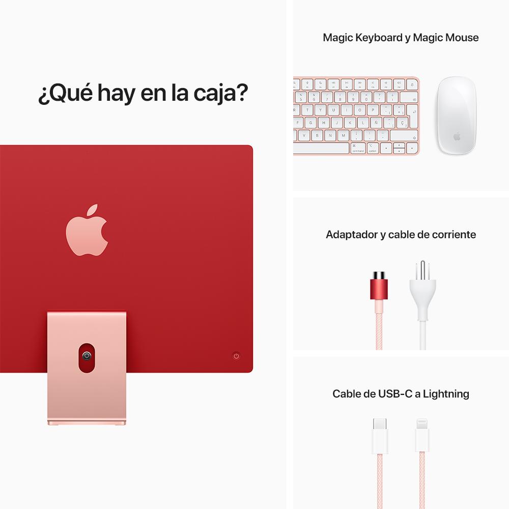 iMac con pantalla Retina 4,5K de 24 pulgadas: Chip M1 de Apple con CPU de ocho núcleos y GPU de siete núcleos, 256 GB SSD - Rosa