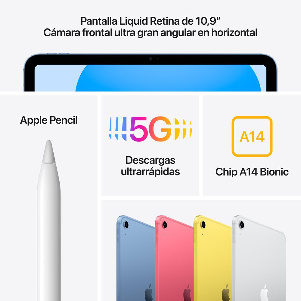 2022 iPad de 10,9 pulgadas Wi-Fi + Cellular 256 GB - Plata (10.ª generación)
