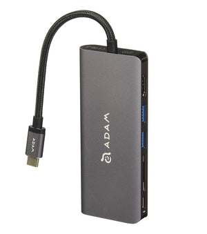 Adptador Adam Elements Hub USB-C con HDMI y Ethernet - Gris