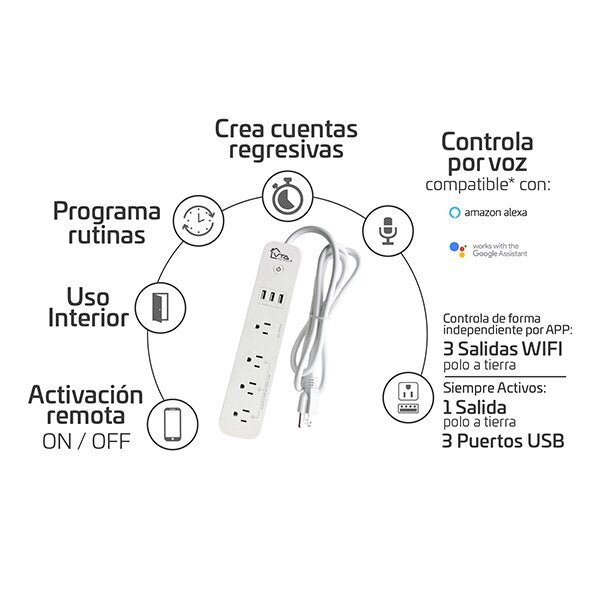 Multitoma Inteligente Interior 4 Salidas 1.5 Mt