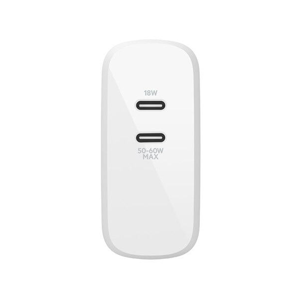 Cargador Belkin 68w - USB-C GAN PD 50w / USB-C GAN PD 18w - Blanco